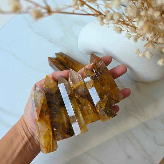 Golden Healer Crystal Point Tower High Quality Brazil - Crystals and Me | Crystal Candles and Ethically Sourced Crystals