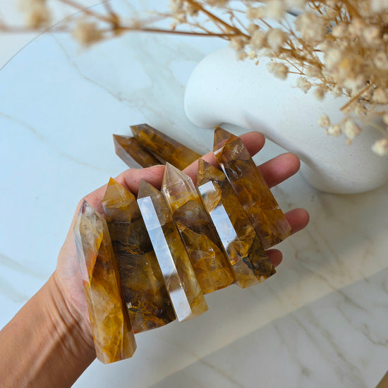 Golden Healer Crystal Point Tower High Quality Brazil - Crystals and Me | Crystal Candles and Ethically Sourced Crystals