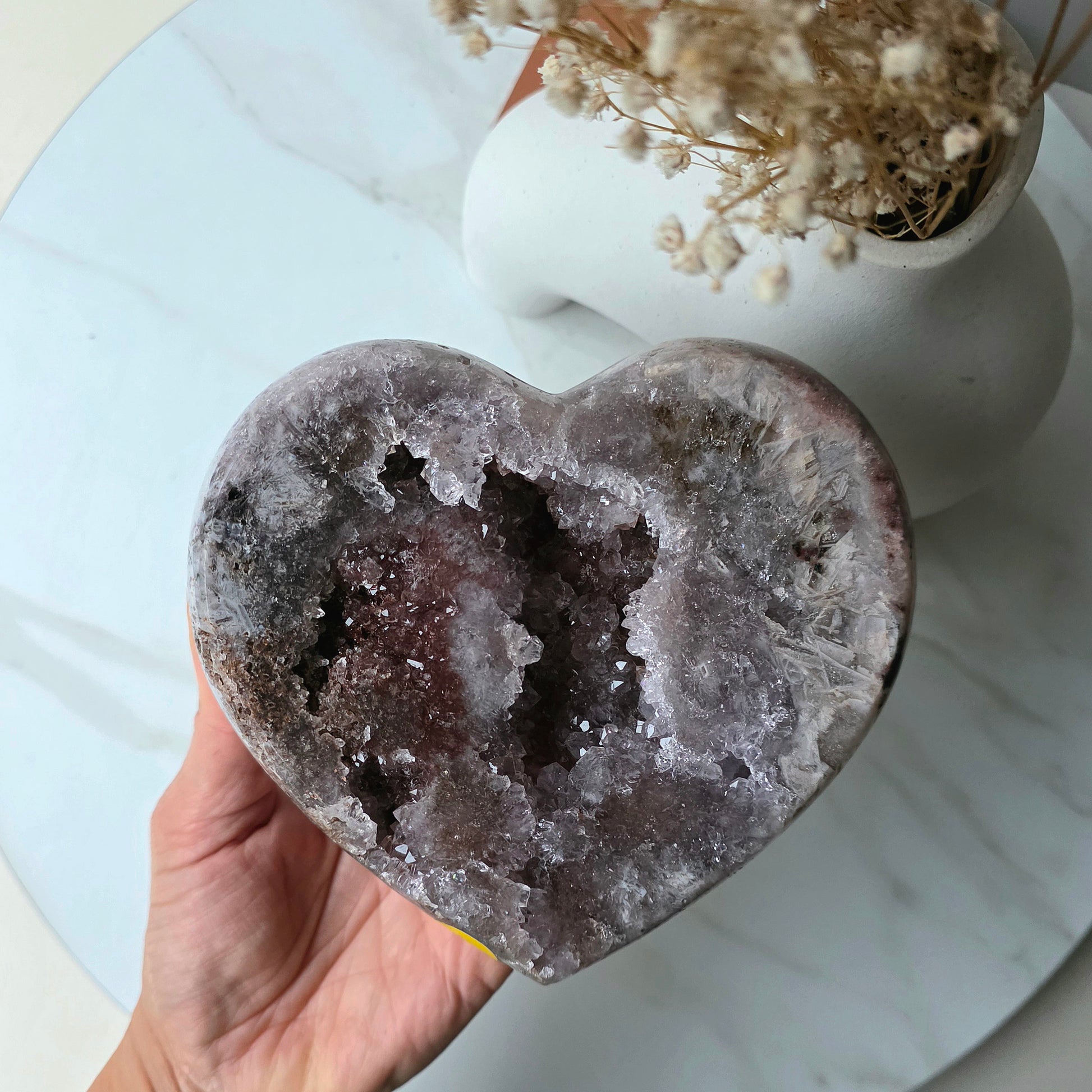 Pink Purple Amethyst Crystal Heart on Stand High Quality Brazil - Crystals and Me | Crystal Candles and Ethically Sourced Crystals