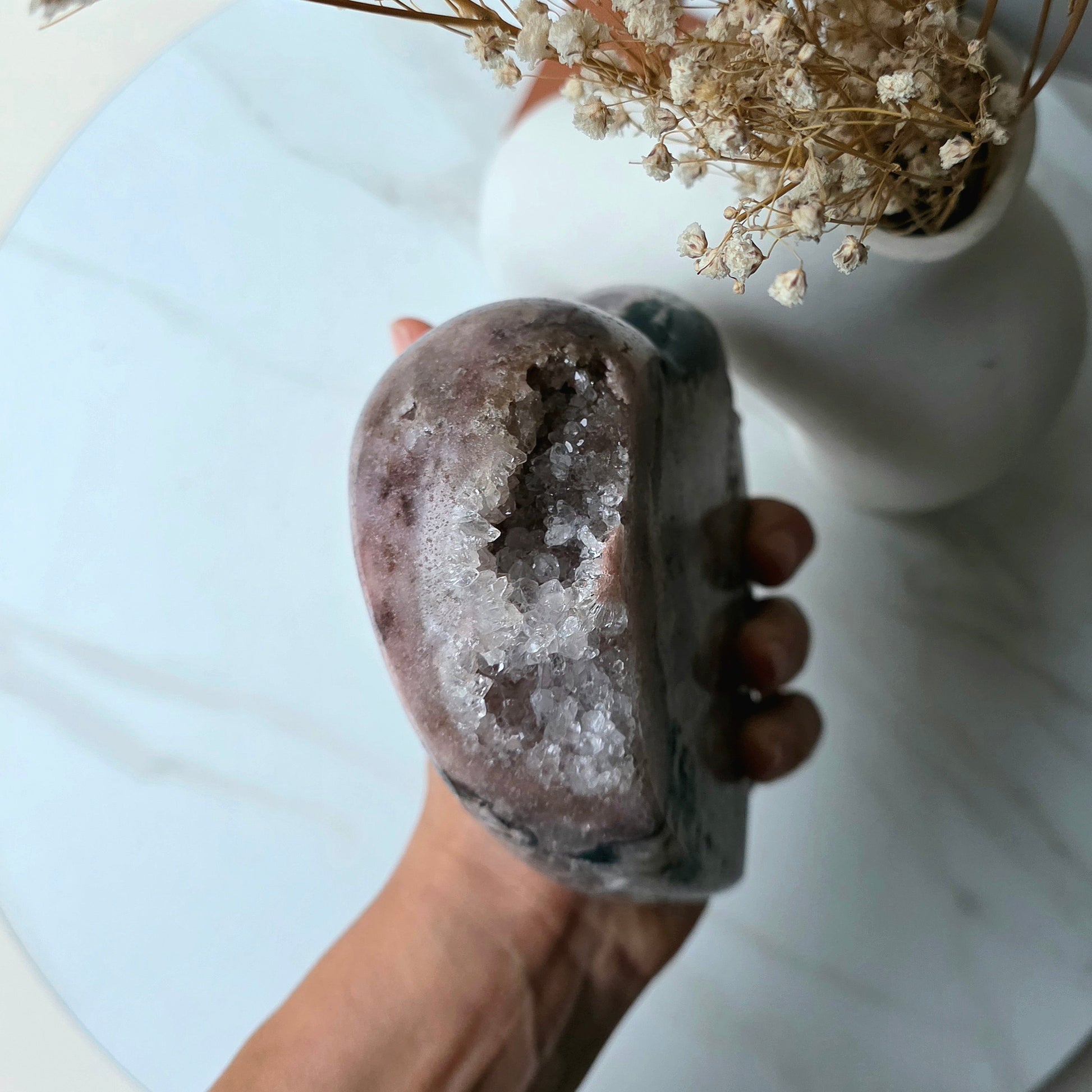 Pink Purple Amethyst Crystal Heart on Stand High Quality Brazil - Crystals and Me | Crystal Candles and Ethically Sourced Crystals