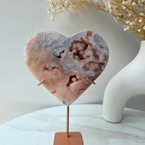 Pink Amethyst Crystal Heart on Stand High Quality Brazil - Crystals and Me | Crystal Candles and Ethically Sourced Crystals