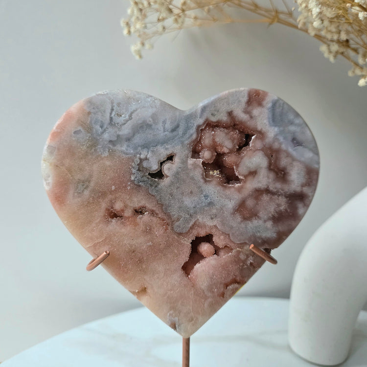 Pink Amethyst Crystal Heart on Stand High Quality Brazil - Crystals and Me | Crystal Candles and Ethically Sourced Crystals