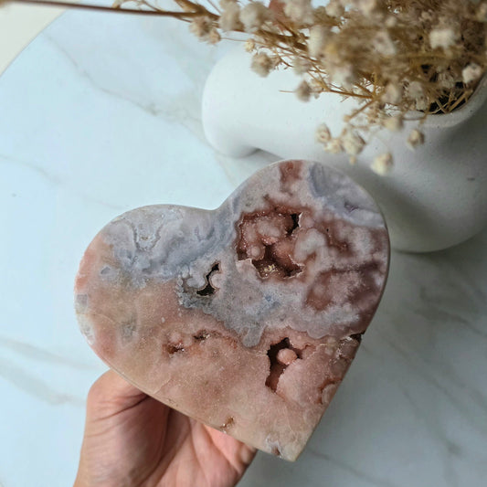 Pink Amethyst Crystal Heart on Stand High Quality Brazil