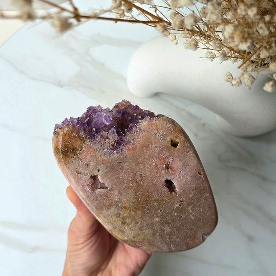 Pink Amethyst Crystal Slab Slice on Stand High Quality Brazil - Crystals and Me | Crystal Candles and Ethically Sourced Crystals