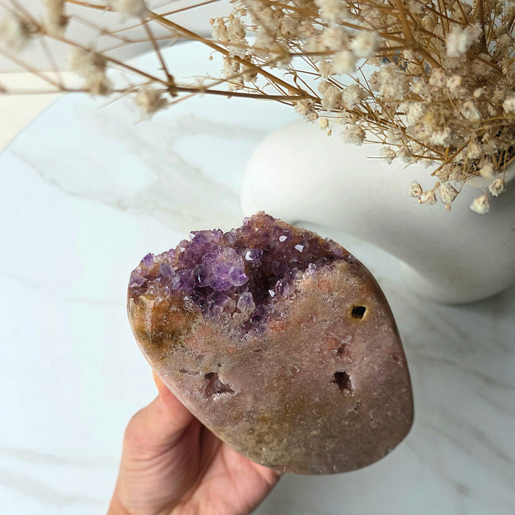 Pink Amethyst Crystal Slab Slice on Stand High Quality Brazil - Crystals and Me | Crystal Candles and Ethically Sourced Crystals