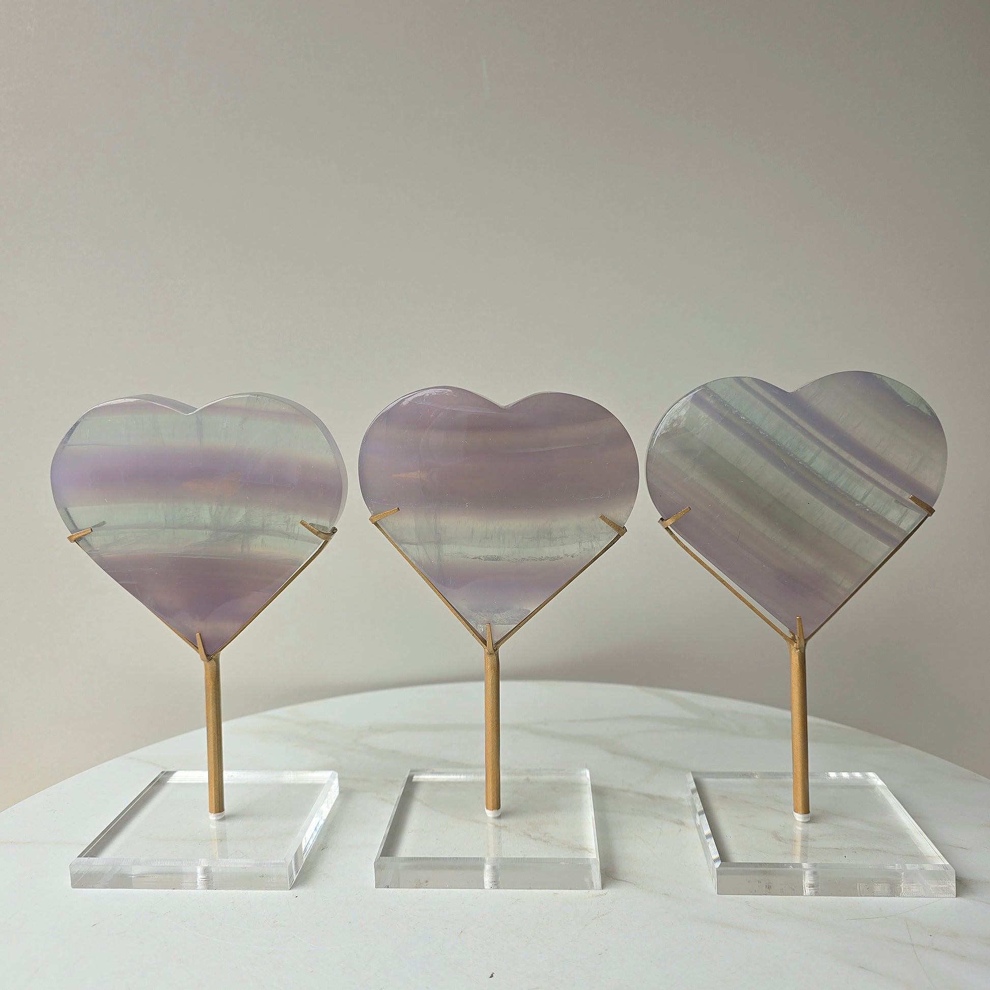 Rare Lavender Fluorite Crystal Yttrium Fluorite Heart on Stand High Quality Mexico - Crystals and Me | Crystal Candles and Ethically Sourced Crystals