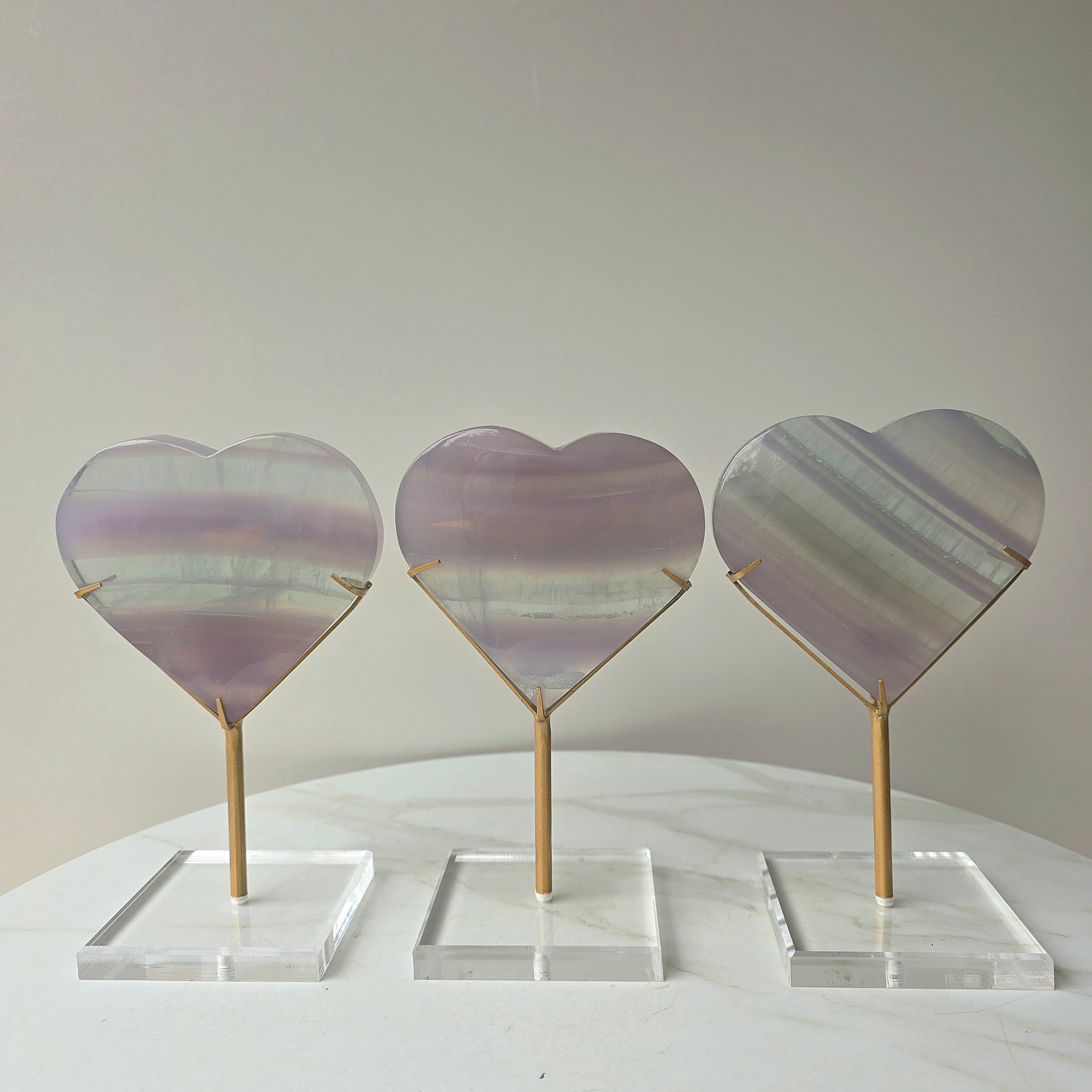 Rare Lavender Fluorite Crystal Yttrium Fluorite Heart on Stand High Quality Mexico - Crystals and Me | Crystal Candles and Ethically Sourced Crystals