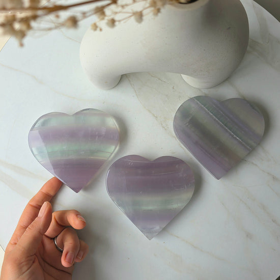Rare Lavender Fluorite Crystal Yttrium Fluorite Heart on Stand High Quality Mexico - Crystals and Me | Crystal Candles and Ethically Sourced Crystals