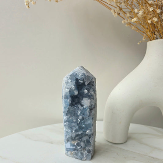 Celestite Crystal Tower High Quality Madagascar - Crystals and Me | Crystal Candles and Ethically Sourced Crystals