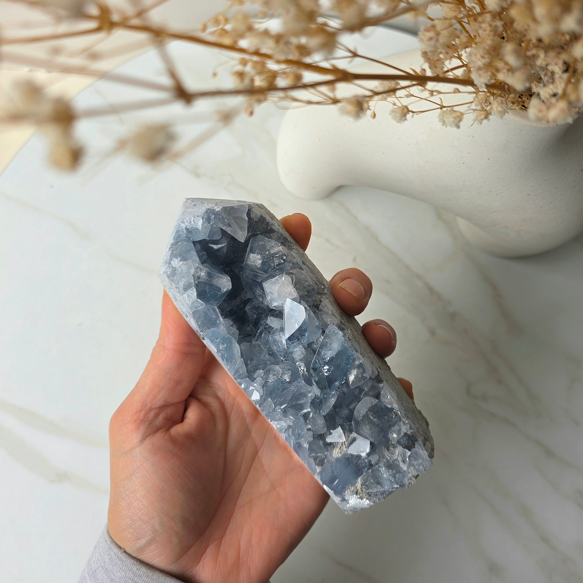 Celestite Crystal Tower High Quality Madagascar - Crystals and Me | Crystal Candles and Ethically Sourced Crystals