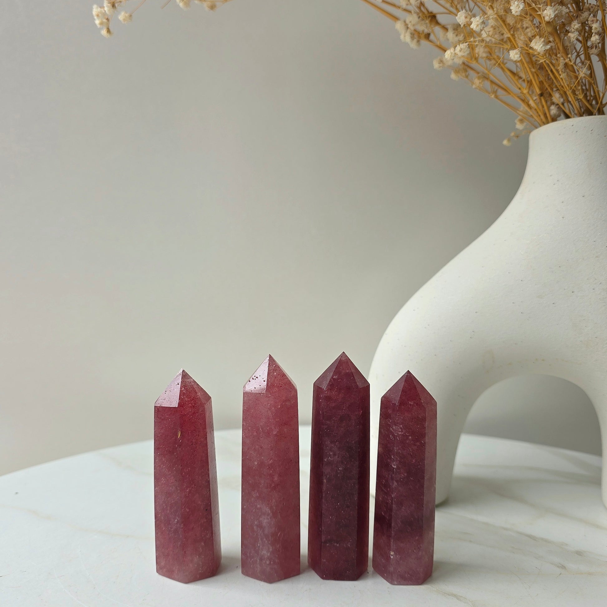 Strawberry Quartz Crystal Point Tower - Crystals and Me | Crystal Candles and Ethically Sourced Crystals