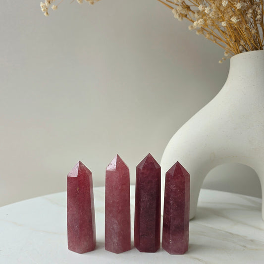 Strawberry Quartz Crystal Point Tower - Crystals and Me | Crystal Candles and Ethically Sourced Crystals