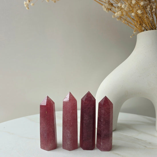 Strawberry Quartz Crystal Point Tower - Crystals and Me | Crystal Candles and Ethically Sourced Crystals