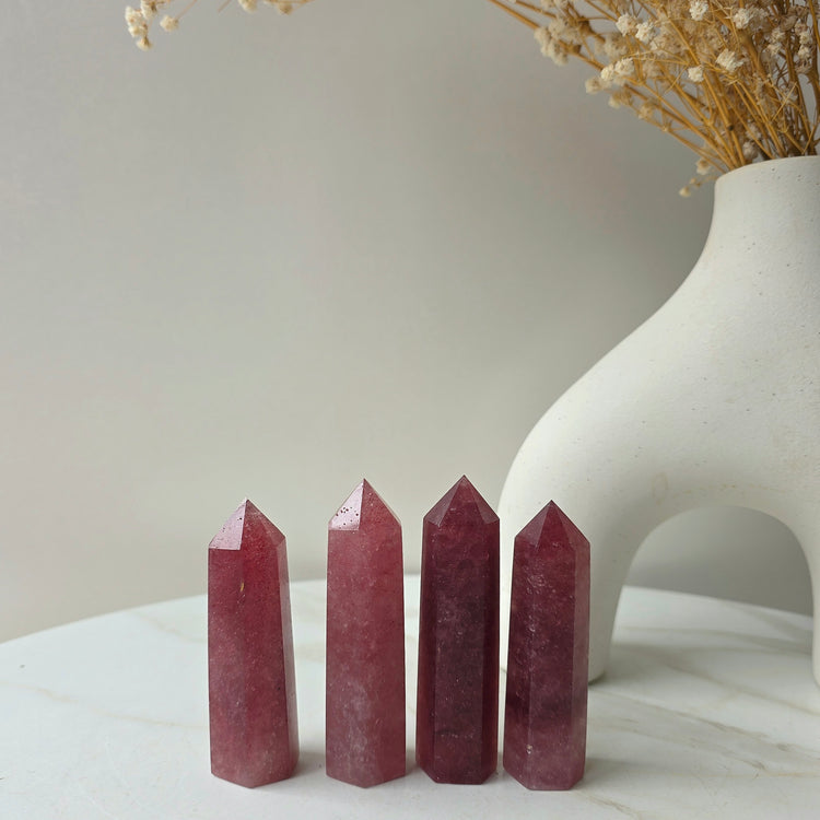 Strawberry Quartz Crystal Point Tower - Crystals and Me | Crystal Candles and Ethically Sourced Crystals