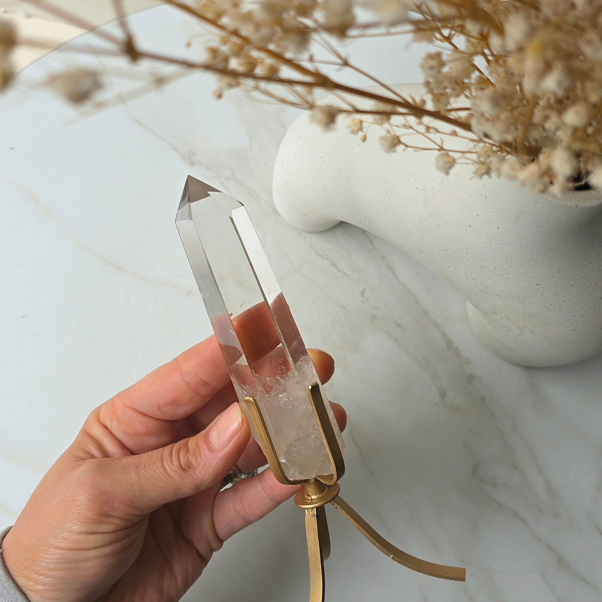 Light Smokey Quartz Crystal Natural Polished Point on Stand High Quality Brazil - Crystals and Me | Crystal Candles and Ethically Sourced Crystals