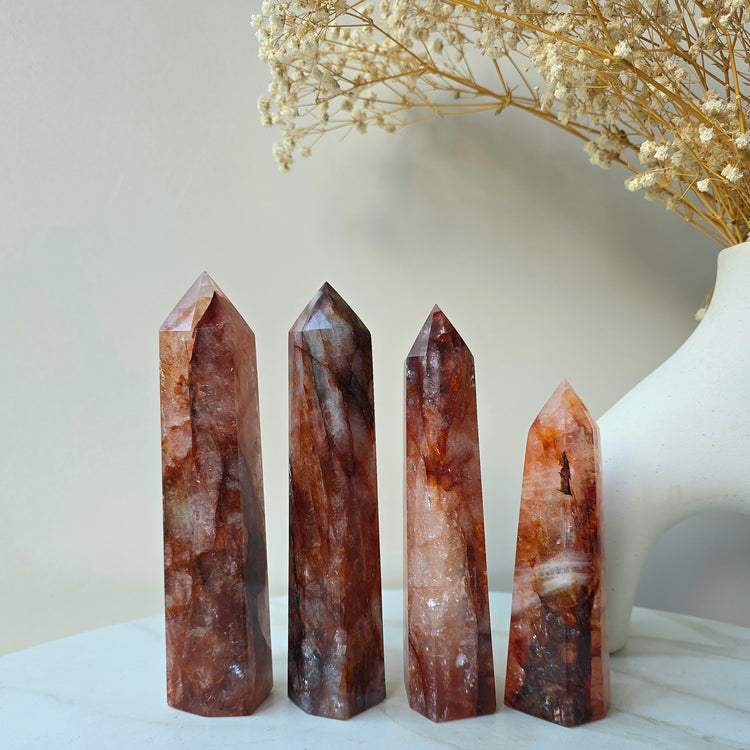 Fire Quartz Crystal Hematoid Quartz Crystal Point High Quality Brazil