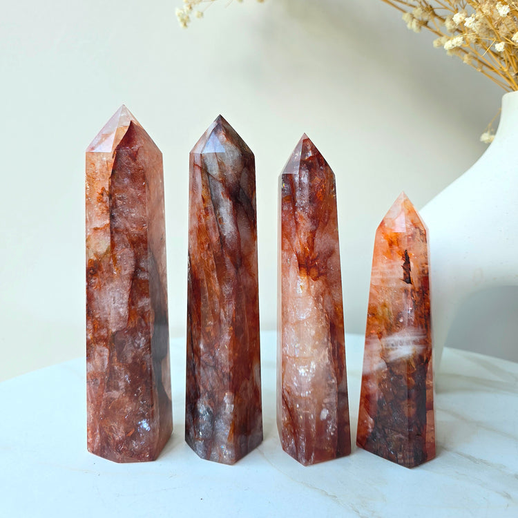 Fire Quartz Crystal Hematoid Quartz Crystal Point High Quality Brazil