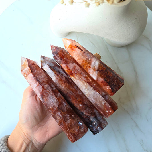Fire Quartz Crystal Hematoid Quartz Crystal Point High Quality Brazil