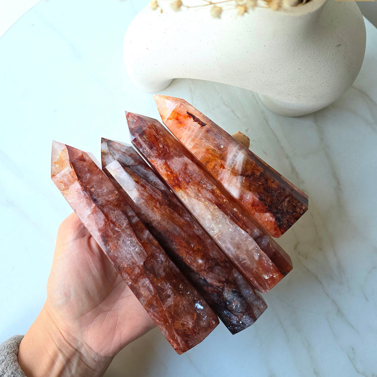 Fire Quartz Crystal Hematoid Quartz Crystal Point High Quality Brazil