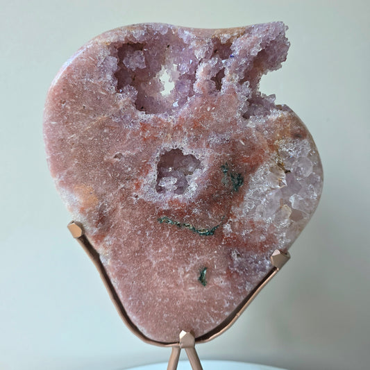 Pink Amethyst Crystal Slab Slice High Quality on Stand Brazil