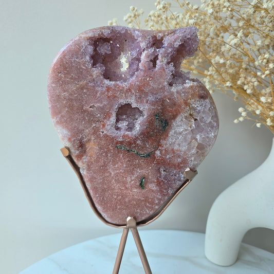 Pink Amethyst Crystal Slab Slice High Quality on Stand Brazil