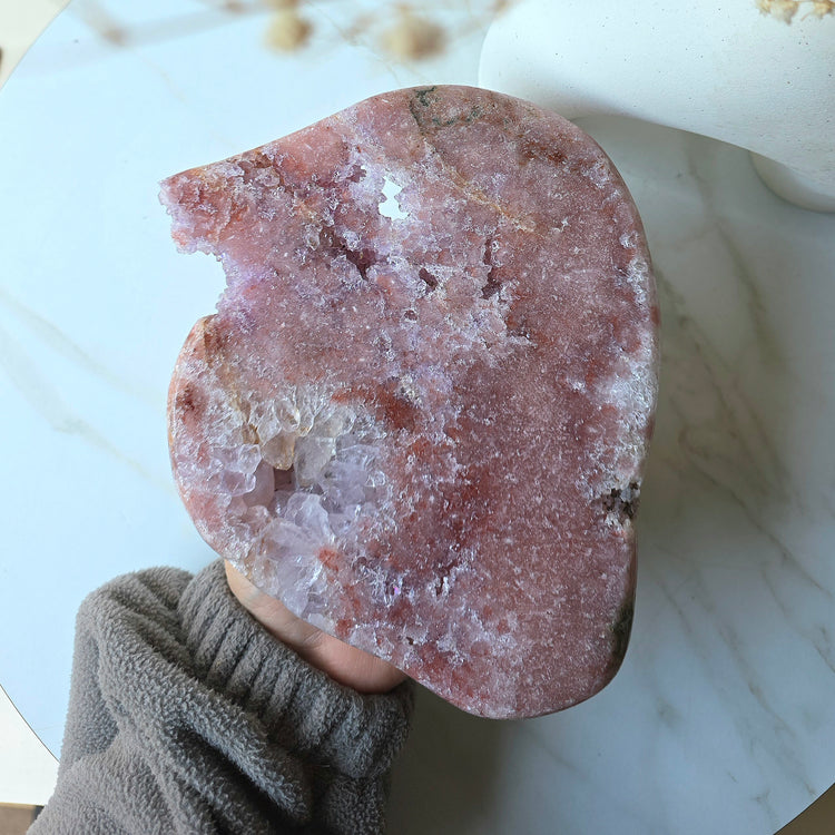 Pink Amethyst Crystal Slab Slice High Quality on Stand Brazil