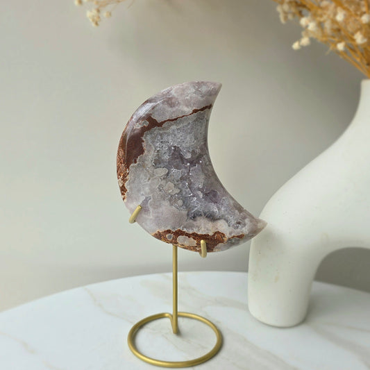 Pink Amethyst Crystal Moon on Stand Brazil