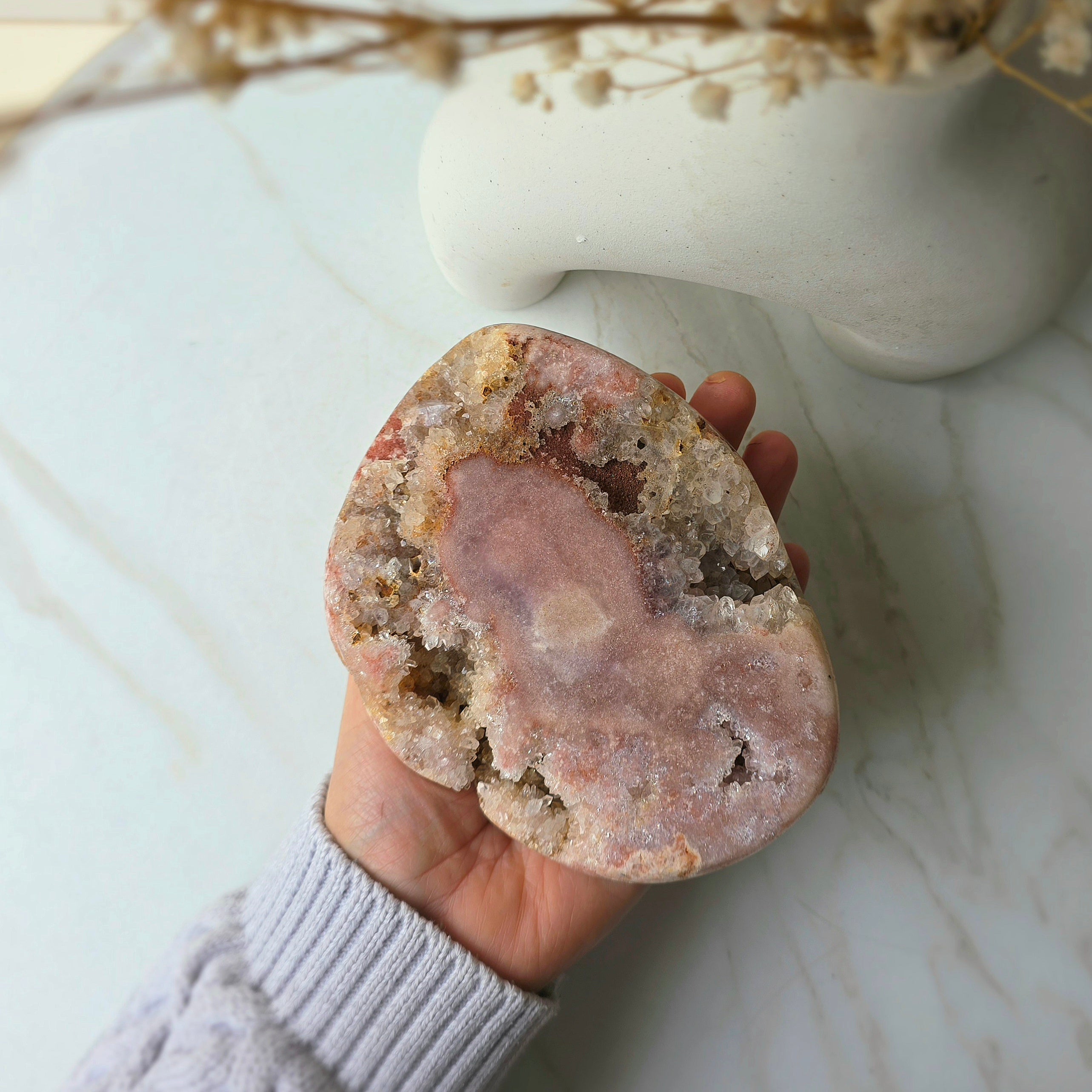 Pink Amethyst Crystal Slab Slice High Quality on Stand Brazil