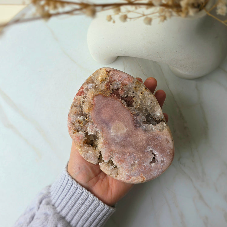 Pink Amethyst Crystal Slab Slice High Quality on Stand Brazil