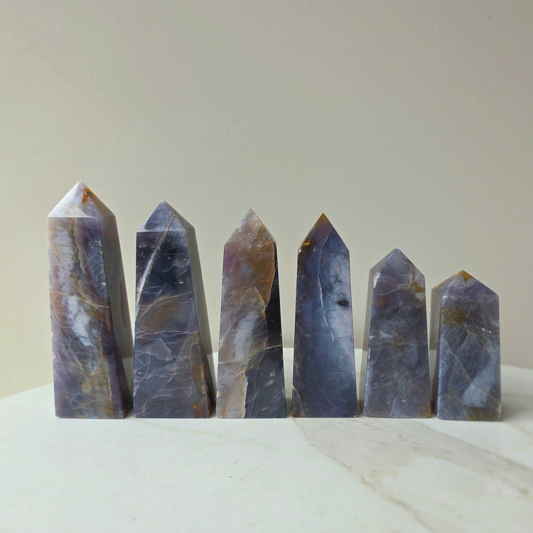 Purple Chalcedony Crystal Tower Point Obelisk Indonesia