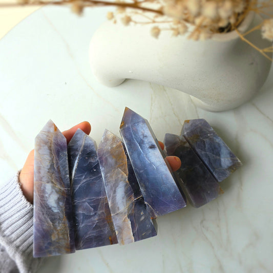 Purple Chalcedony Crystal Tower Point Obelisk Indonesia