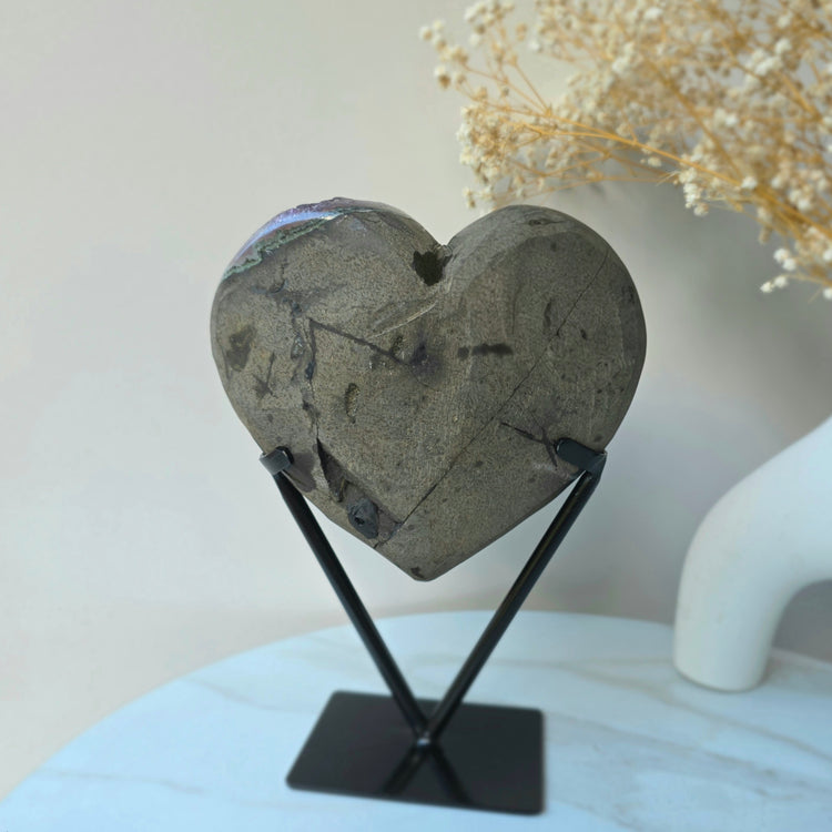 Amethyst Crystal Cluster Heart on Stand XL High Quality Brazil - Crystals and Me | Crystal Candles and Ethically Sourced Crystals