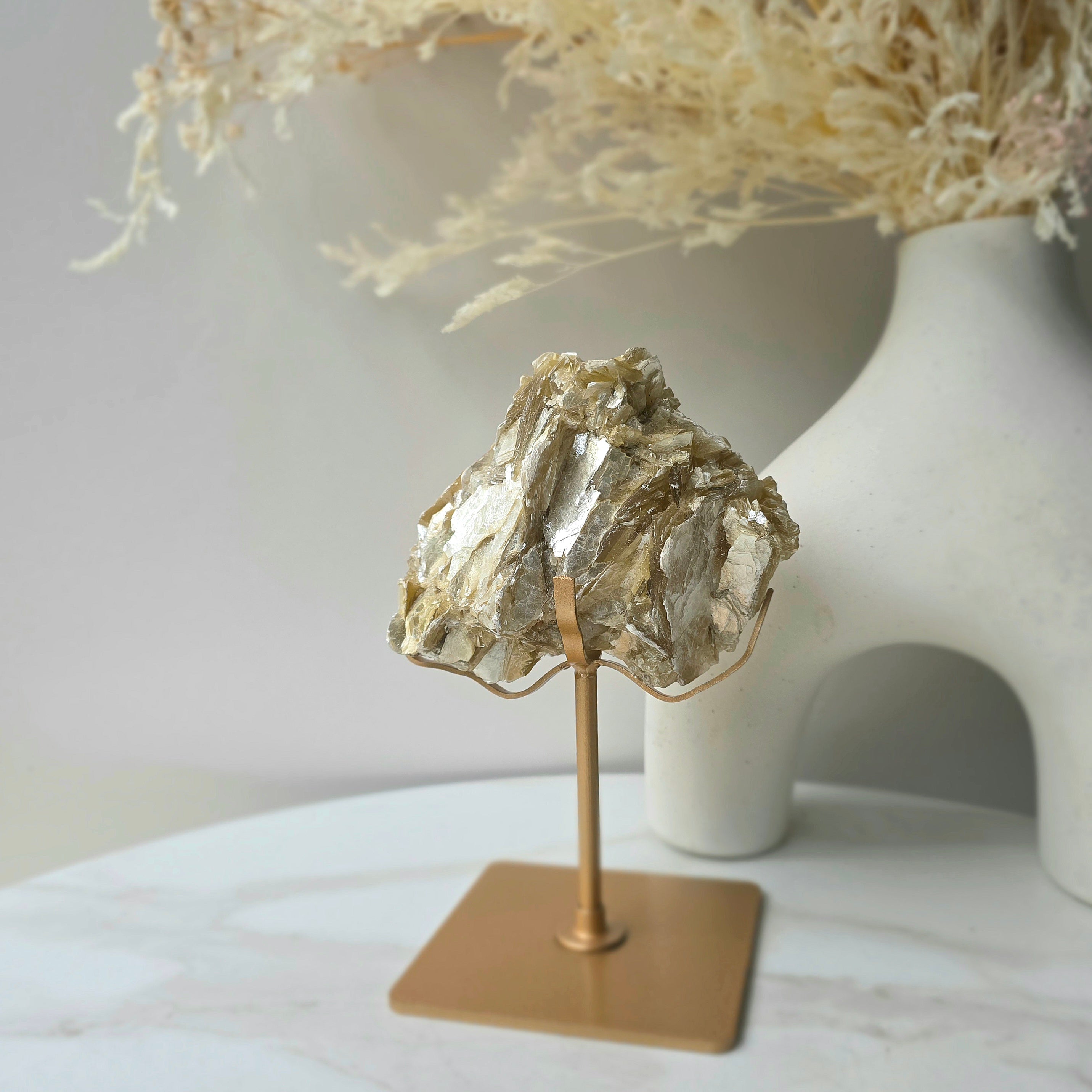 Golden Mica Crystal Cluster High Quality on Stand Madagascar
