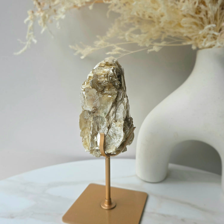 Golden Mica Crystal Cluster High Quality on Stand Madagascar