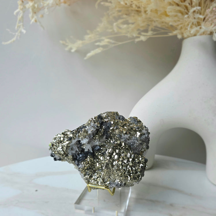 Pyrite Crystal Cube Cluster with Inclusion High Quality