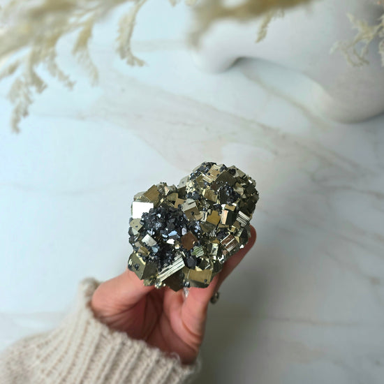 Pyrite Crystal Cube Cluster with Inclusion High Quality - Crystals and Me | Crystal Candles and Ethically Sourced Crystals