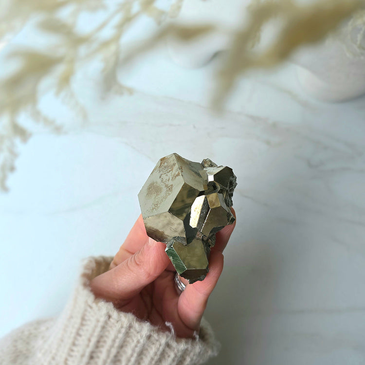 Pyrite Crystal Cube Cluster with Inclusion High Quality