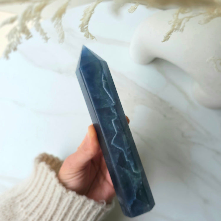 Rare Blue Fluorite Crystal Tower Point Obelisk High Quality China