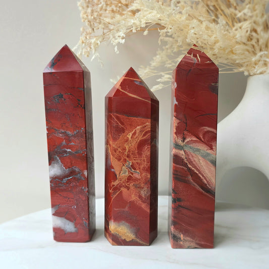 Red Jasper Crystal Tower Point Obelisk High Quality India - Crystals and Me | Crystal Candles and Ethically Sourced Crystals