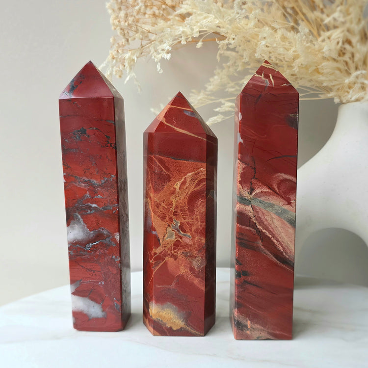 Red Jasper Crystal Tower Point Obelisk High Quality India