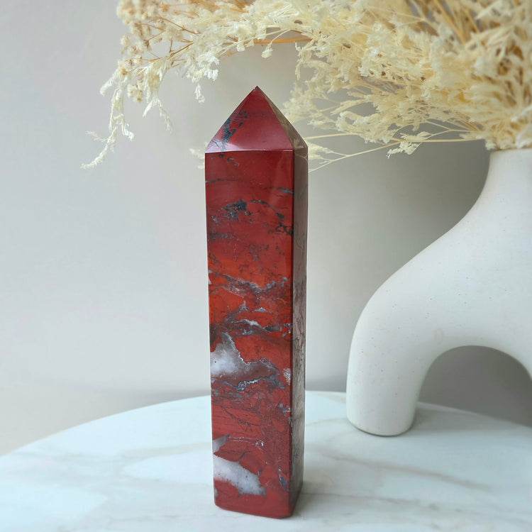 Red Jasper Crystal Tower Point Obelisk High Quality India