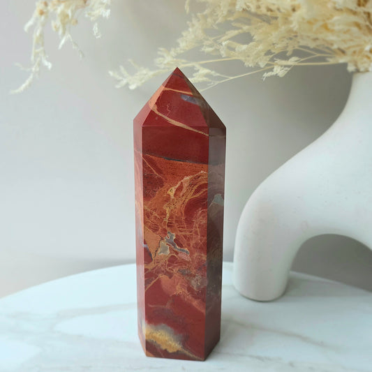 Red Jasper Crystal Tower Point Obelisk High Quality India - Crystals and Me | Crystal Candles and Ethically Sourced Crystals