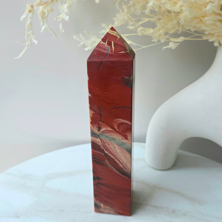 Red Jasper Crystal Tower Point Obelisk High Quality India