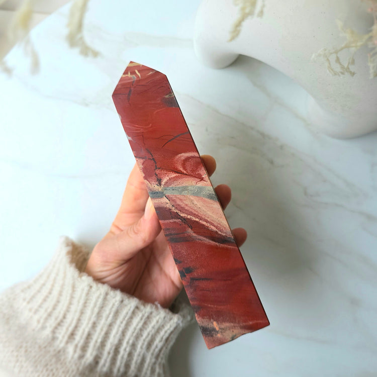 Red Jasper Crystal Tower Point Obelisk High Quality India