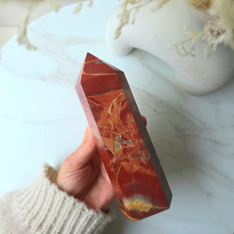 Red Jasper Crystal Tower Point Obelisk High Quality India