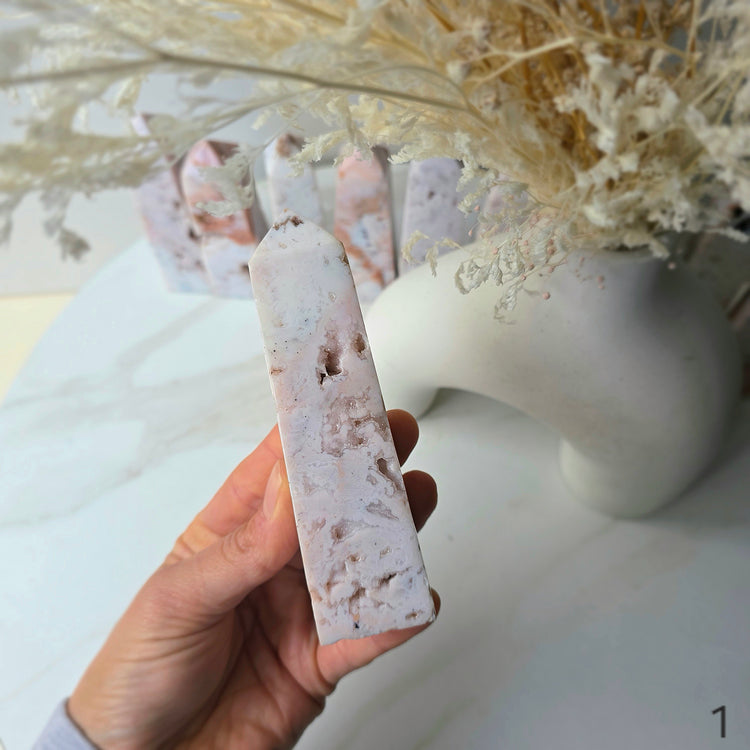 Rare Soft Pink Carnelian Crystal Tower Point Obelisk High Quality Indonesia