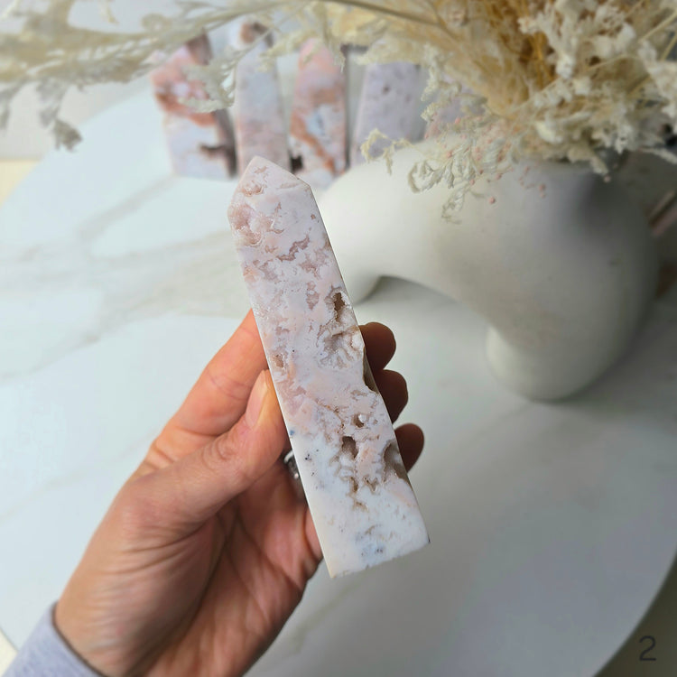 Rare Soft Pink Carnelian Crystal Tower Point Obelisk High Quality Indonesia