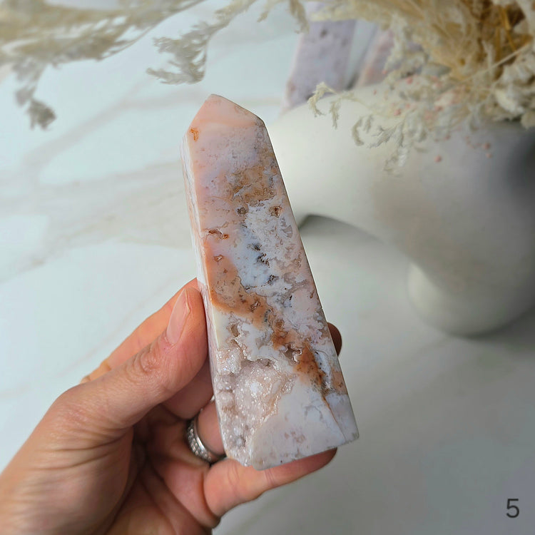 Rare Soft Pink Carnelian Crystal Tower Point Obelisk High Quality Indonesia