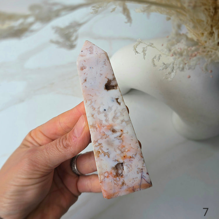 Rare Soft Pink Carnelian Crystal Tower Point Obelisk High Quality Indonesia