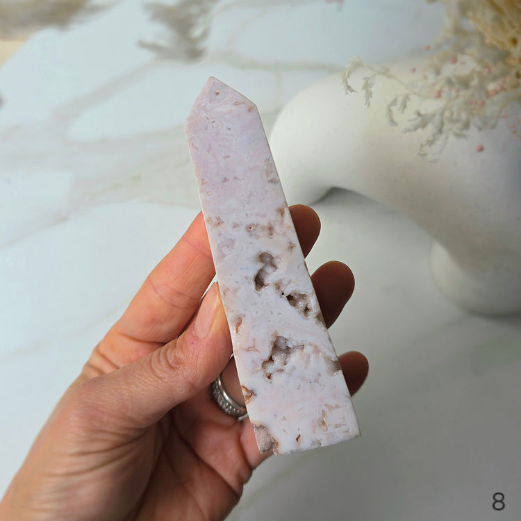 Rare Soft Pink Carnelian Crystal Tower Point Obelisk High Quality Indonesia
